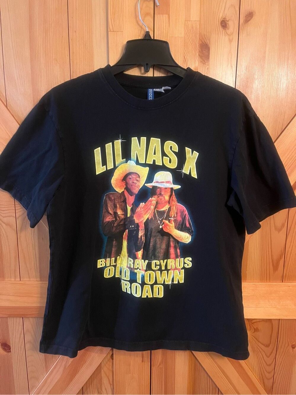 Lil Nas X And Billy Ray Cyrus Old Town Road Shirt Sz Med Black By Divided H&M (1